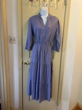 Light Purple Tiered Midi Dress with Elastic Waist